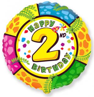 Fóliový balón s číslom ,,2,, Happy Birthday farebný 47cm
