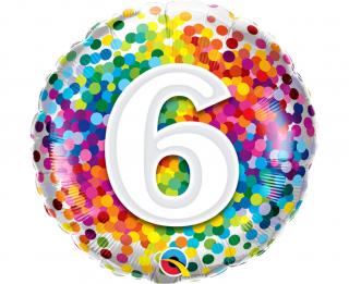 Fóliový balón s číslom ,,6,, Happy Birthday 46cm