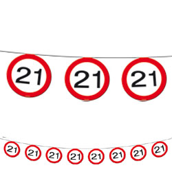 Girlanda-Banner značka s číslom  21  červená 12m