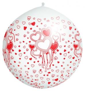 Jumbo balón latexový  White in hearts 1m
