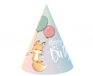 Klobúčiky Líška Happy Birthday 6ks v balení