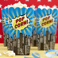 Krabička na popcorn Pop Art Superhero party 8ks v balení