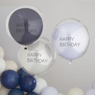 Latexové balóny Happy Birthday dvojité 3 v balení