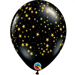 Latexové balóny Onyx Black Stars Gold 5ks v balení