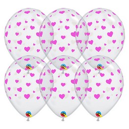 Latexové balóny Pink Hearts Diamond Clear 5ks v balení