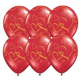 Latexové balóny Romantic Hearts Red 5ks v balení