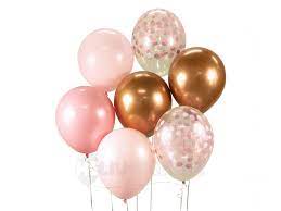 Latexové balóny Rose Gold Chrom & Pink & Dots 7ks v balení