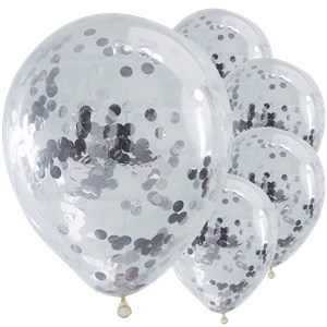 Latexové balóny Silver Confetti 5ks v balení