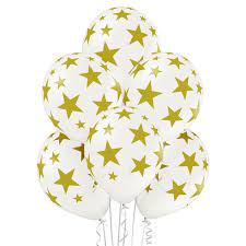 Latexové balóny White&Gold Star 6ks v balení