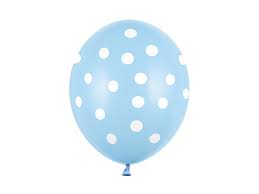 Latexový balón ˝11˝ Bledo Modrý s bielymi bodkami 1ks v balení