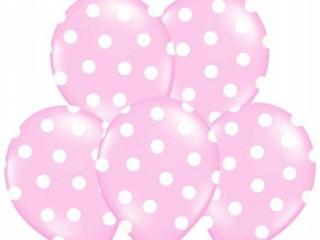 Latexový balón ˝11˝ Pastelovo Ružový s bielymi bodkami 1 ks v balení