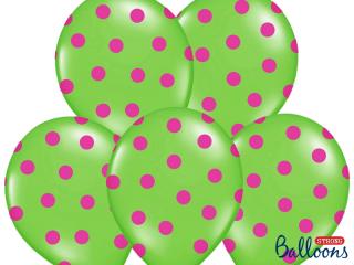 Latexový balón ˝11˝ Zelený s ružovými bodkami 1ks v balení