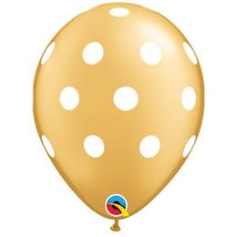 Latexový balón ˝11˝ Zlatý s bielymi bodkami 1ks v baleni