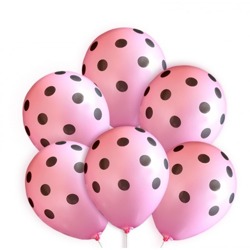 Latexový balón ružový s bodkami 6ks v balení