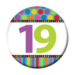 Odznak farebný  19  Happy Birthday