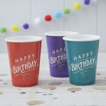 Pohár Happy Birthday Kraft 8ks v balení