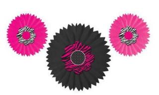 Rozety Pink/Black 3ks v balení