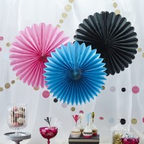 Rozety Pink&Black&Blue 3ks v balení