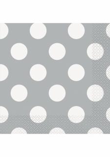 Servítky Silver/White Dots 16ks v balení