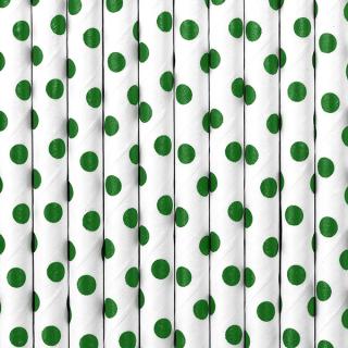 Slamky White/Green Dots 10ks v balení