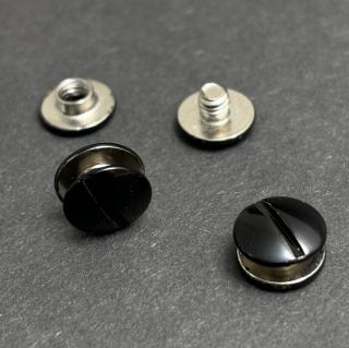 Skrutka knihárska 3mm nikel + čierne hlavičky balenie 100ks