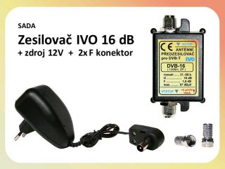 Zesilovač IVO DVB-16 / zdroj / 2x F konektor - výhodná sada