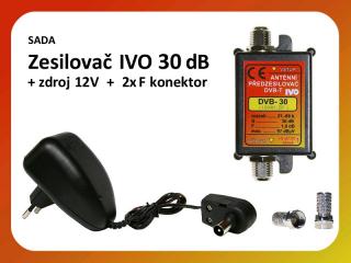 Zesilovač IVO DVB-30 / zdroj / 2x F konektor - výhodná sada