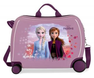 Detský kufor na kolieskach - odrážadlo - Disney Frozen 2 - fialový