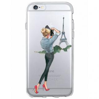 Kryt na mobil Iphone - Slečna pri Eiffelovej veži s foťákom na mobil: iPhone 5/5S/SE