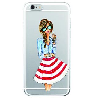 Kryt na mobil Iphone - Slečna v červeno bielej sukni na mobil: iPhone 7/8