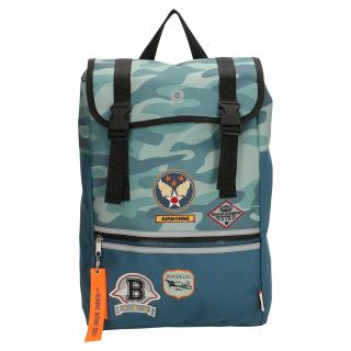 Školský batoh v leteckom štýle - Beagles - modrý maskáč