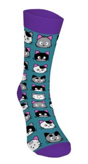 Veselé ponožky - Mačičky 1 - Zelené