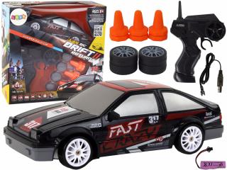 Diaľkovo ovládané drift športové auto RC 1:24 čierne - vymeniteľné kolesá