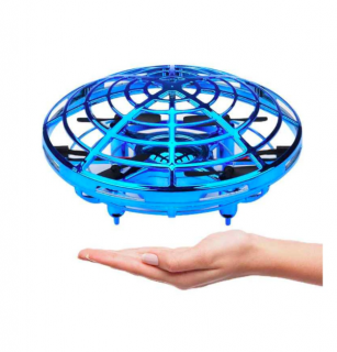 Dron UFO mini-dron ovládaný rukou, senzory proti nárazu, RTF, modrý