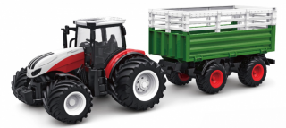 RC Traktor Amewi 2,4 Ghz s vozíkom pre zvieratá, svetlá, zvuk 1:24 RTR