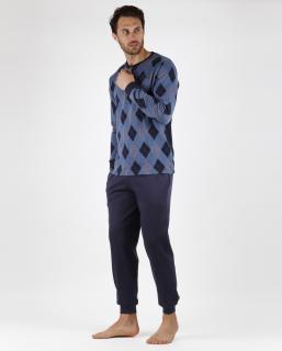 Admas Magnific - Pánske pyžamo dlhé modré Veľkosť :: XL