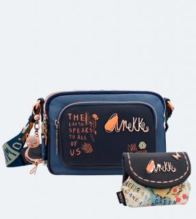 Anekke Pachamama Navy Blue - Set crossbody kabelka + peňaženka na mince