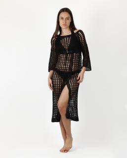 Crochet - Dámske plážové šaty čierne Veľkosť :: XL