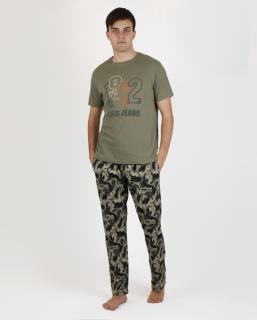Green - Pánske pyžamo s dlhými nohavicami zelené Veľkosť :: L