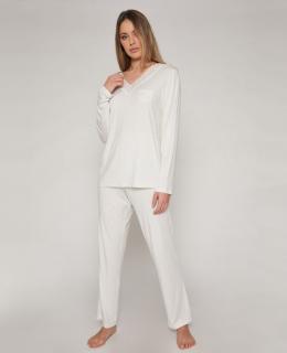 Lace Night- Dámske pyžamo z modalu dlhé sivé Veľkosť :: XL