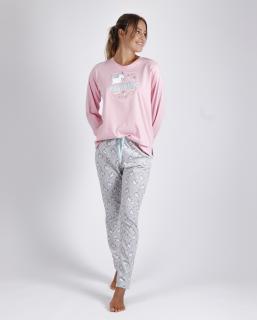 Mr.Wonderful - Unicorn - Dámske pyžamo dlhé ružovo-sivé Veľkosť :: L
