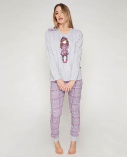 Santoro Gorjuss - Baret - Dámske pyžamo dlhé s károvanými nohavicami fialové Veľkosť :: XL
