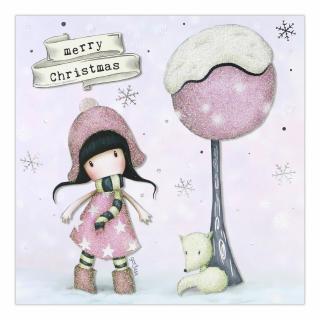 Santoro Gorjuss - Fox Gloves Pink - Vianočná pohľadnica s obálkou