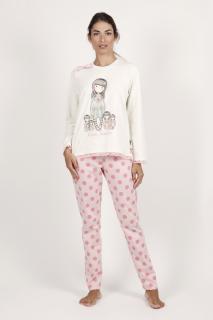 Santoro Gorjuss - Seven Sisters - Dámske pyžamo dlhé béžovo-ružové Veľkosť :: XL