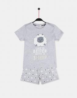 Sheep - Chlapčenské pyžamo krátke sivé Vek: 12 rokov