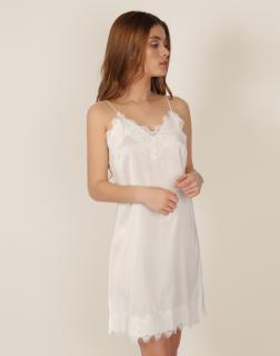 Soft - Dámska saténová nočná košeľa biela Veľkosť :: XL