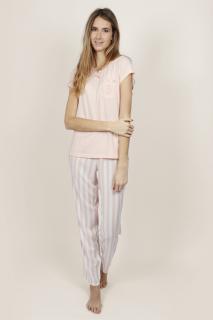 Stripes - Dámske pyžamo s dlhými nohavicami ružové Veľkosť :: L