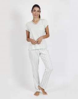 Stripes - Dámske pyžamo s dlhými nohavicami zelené Veľkosť :: L