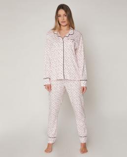 Sweet Lou Lou  - Dámske pyžamo dlhé ružové s potlačou Veľkosť :: XL