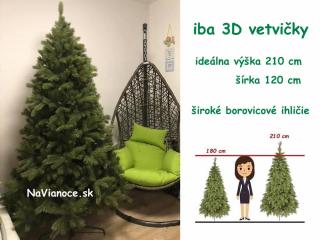 Vianočný stromček Borovica celý 3D ihličie - 210 cm